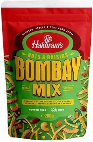 Haldirams Nuts & Raisins Bombay Mix 3 x 200g - Indische Snackmischung mit Cashews, Mandeln & Rosinen – Knusprig, Würzig & Süß – Vegetarisch authentischen mit Kajal von Kajal