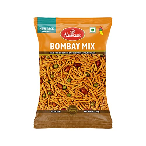 Haldirams Plain Bhujia 3 x 200g - Knuspriger indischer Snack Vegetarisch Mild-würzig | Perfekt für zwischendurch Crispy Spices mit Kajal (3 x 200g, Bombay Mix) von Kajal