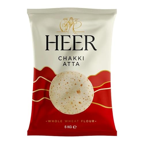 Heer Chakki Atta 10 kg - Premium Vollkornweizenmehl, fein gemahlen, für weiche & fluffige Rotis, Chapatis & Parathas, reich an Nährstoffen, traditionelle Qualität mit Kajal von Kajal