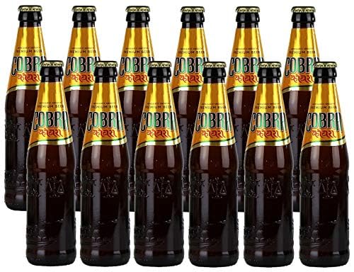 Indisches Cobra Premium Beer (12 x 330 ml) – Kräftiges Flaschenbier mit fruchtigem Aroma, vollmundigem Geschmack, 5% Alkohol, perfekt zu würzigen Gerichten und entspanntem Genuss von Kajal