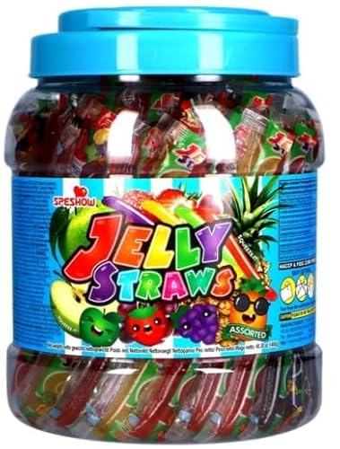 Jelly Straws Fruchtgummi 1.4kg Mega Pack – Multifrucht Kaubonbons einzeln verpackt – Langanhaltende Süße in Geschmacksrichtungen Apfel, Ananas, Traube, Erdbeere mit Kajal von Kajal