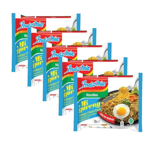 Kajal 5er Pack IndoMie BBQ Chicken Instant Noodles (5x82g) Grillhähnchen Geschmack, Bratnudeln - schnelle Zubereitung von Kajal