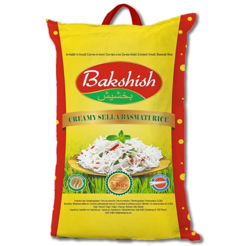 Kajal Bakshish Creamy Sella Basmati Reis Extra Langkorn 2 x 5kg – Premium Qualität, ideal für indische Gerichte, lockere Körner, Duftreis, leicht zuzubereiten von Kajal