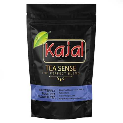 Kajal Blue Tee 1 x 50g Natürlicher Blüten - Koffeinfrei & Aromatisch, Farbwechsel-Effekt mit Zitrone | Perfekt für Tee, Cocktails, Wellness 50 Tassen Detox Routinen Tageszeit von Kajal