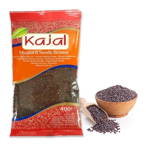 Kajal Braune Senfkörner 400g – Premium Qualität, verpackt in Italien – Perfekt für authentische indische und asiatische Gerichte – Reich an Geschmack und Nährstoffen, ideal für die Küche von Kajal