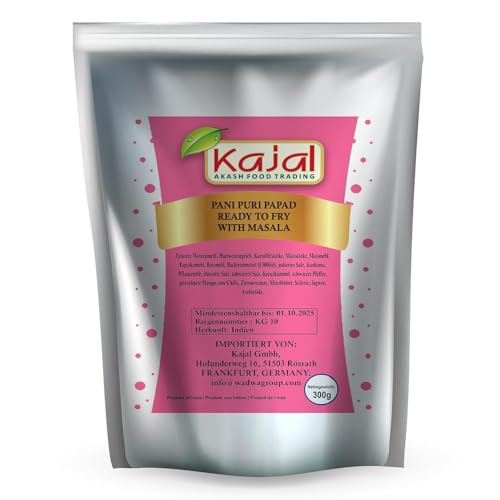 Kajal Combo Pani Puri Golgappa & Masala Frisch & Bondi 50 g, hygienisch, lecker Gebrauchsfertiges hausgemachtes Pani Puri & Masala 5x200g. von Kajal