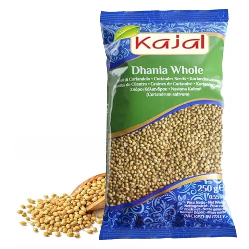 Kajal Ganze Koriandersamen 250g | Italienischer Ursprung | Aromatisch, Frisch & Vielseitig | Perfekt für Würzen, Kochen, Marinaden & Gewürzmischungen | Frisch verpackt von Kajal