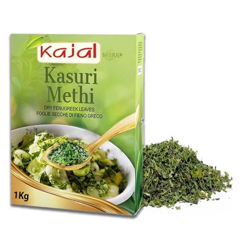 Kajal Kasuri Methi Getrocknete Bockshornkleeblätter 1 x 1 kg | Aromatische Gewürze für Indische Küche | 100% Natürlich | Ideal für Currys, Dals und mehr | Glutenfrei von Kajal