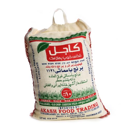 Kajal Premium Basmati Reis 1 x 1kg – Langkörniger Spitzenreis, aromatisch und locker, ideal für traditionelle Gerichte, hochwertige Qualität, glutenfrei, vegan, reich an Nährstoffen von Kajal