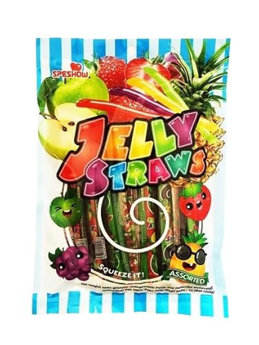 Kajal Speshow Jelly Straws 300g - Fruchtige Gelee-Sticks für Kinder & Erwachsene, Ideal für unterwegs, Bunte Sorten, Vegane Snacks ohne künstliche Aromen, Spaß-Süßigkeit von Kajal