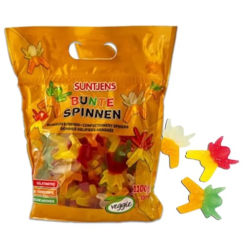 Kajal Suntjens Erdbeeren Verschiedene Jelly Beans: Perfekte Mischung für Partys, zum Verschenken und zum Teilen süßer Köstlichkeiten, Geschmack 1000g. (Bunte Spinnen) von Kajal