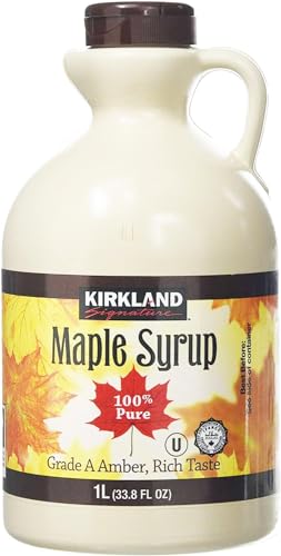 Kirkland Signature 100% Reiner Ahornsirup - 1L, Kanadischer Grad A Dunkler Bernstein mit Reichhaltigem Geschmack, Natürlicher Süßstoff, Ideal für Desserts und Backen, 1,4kg von Kajal