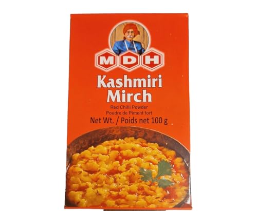 MDH Kashmiri Mirch 100g - Rotes Chilipulver für Curry & Marinaden | Mittel-scharf, leuchtend rot | Tandoori-Gewürz | Ideal für indische Gerichte & BBQ mit Kajal von Kajal