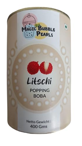 Magic Bubble Tea - 400g Popping Boba Frucht Perlen - Erfrischende Boba Perlen für Bubble Tea, Desserts und Getränke - Mit Natürlichem Fruchtsaft, Vegan und Glutenfrei (Litschi) von Kajal