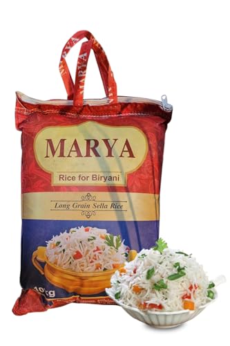 Maria Long Grain Sella Rice 10kg - Parboiled Biryani Reis, Aromatisch, Nährstoffreich, Locker | Perfekt für Biryani & Reisgerichte Premium Qualität Langkorn mit Kajal von Kajal