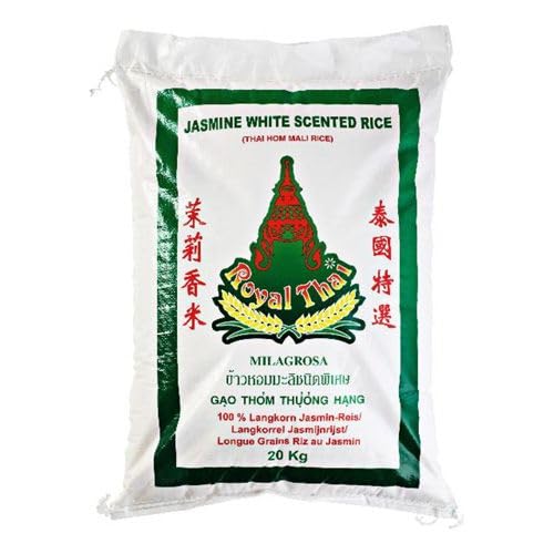 ROYAL THAI RICE Jasminreis Langkorn Duftreis 20 kg - Perfekt für asiatische Gerichte, Basmati-Alternative, lockerer Reis, Currys, Wokgerichte Sushi mit Kajal von Kajal