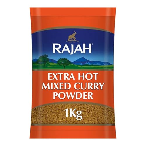 Rajah Extra Hot Curry Powder 1kg - Scharfes Masala Gewürz Intensiv & Aromatisch | Perfekt für scharfe Currys, Eintöpfe, Suppen & Marinaden mit Kajal von Kajal