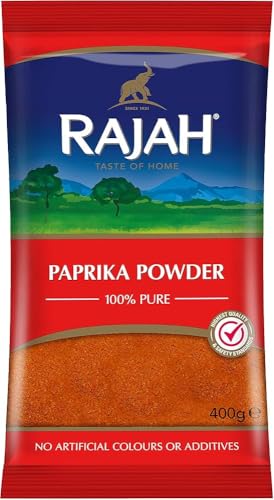 Rajah Paprika Pulver 400g - 100% rein, ohne künstliche Zusatzstoffe oder Farbstoffe | Würzmittel, Gewürz, Paprikapulver für Curry, Eintöpfe, Saucen mit Kajal von Kajal