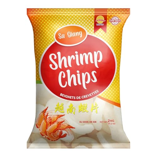 Sa Giang Shrimp Chips ungekocht 2kg | Knusprige Garnelenchips | Ideal zum Frittieren oder in der Mikrowelle | Original aus Vietnam | Authentischer Geschmack | Einfach zuzubereiten von Kajal