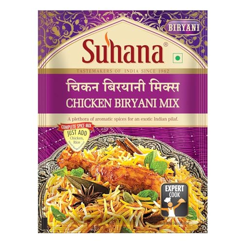 Suhana Chicken Biryani Gewürzpaste 6x50g – Indische Reisgerichte Würzmischung – Schnell & Einfach – Perfekt für Aromatische Biryani – Gewürzpulver Set mit Kajal (6x50g, Chickent Biryani Mix) von Kajal