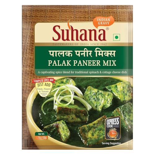 Suhana Palak Paneer Mix 6 x 50g – Indisches Gewürz für Curry und vegetarische Gerichte, einfache Zubereitung, glutenfrei, authentischer Geschmack mit Kajal von Kajal