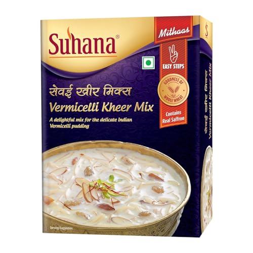 Suhana Vermicelli Kheer Mix mit echtem Safran 150g – Schnell und einfach zuzubereiten, für cremigen Kheer-Genuss, ideal für Feste und besondere Anlässe mit Kajal von Kajal