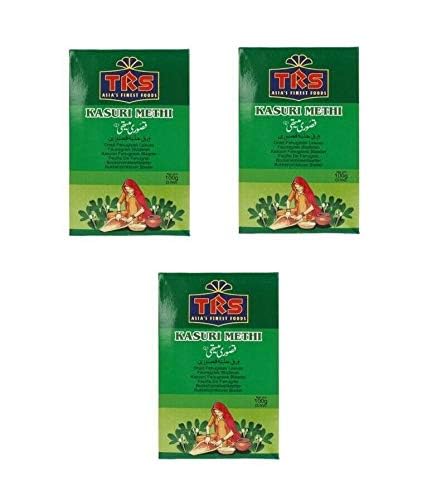 TRS Kajal Dreierpack 3 x 100g Bockshornkleeblätter (Methi) | Perfekt für Curry, indisches Brot & Gewürzmischungen Aromatischer Geschmack 300g Gesamtgewicht von Kajal