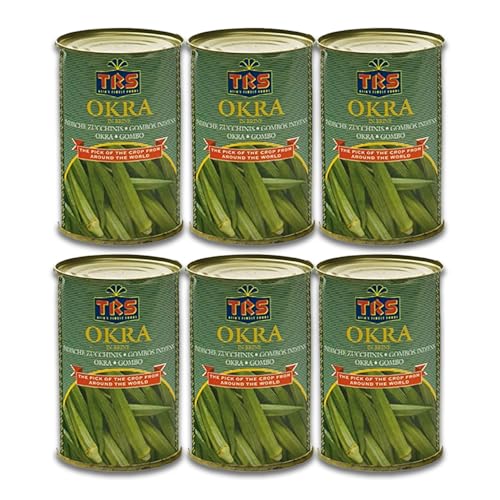 TRS Okra 12 x 400g – Frische indische Zucchini, vorgekocht und gewürzt mit Salz und Zitronensäure – Ideal für gesunde, exotische Gerichte von Kajal