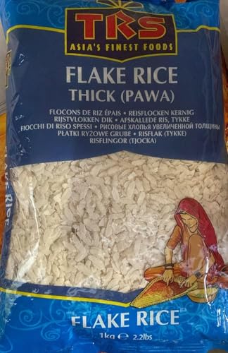 TRS Reis Floken mit Kajal - Pawa Medium - Dicke Reisflocken 1KG - Ideal für Frühstück & Snacks - Glutenfrei, Natürliche Zutat für Gesunde Rezepte von Kajal