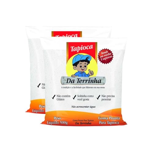 Tapioka Da Terrinha 2 x 500 g mit Kajal | Glutenfrei, 100% natürlich, ohne Konservierungsstoffe, direkt einsatzbereit, hydratisiert, ohne Sieben von Kajal