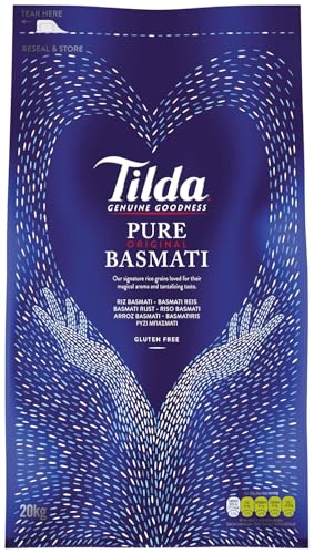 Tilda Pure Original Basmati Reis, 1er Pack (1x22kg) - Langkörniger Premium-Reis aus den Ausläufern des Himalayas, perfekt für orientalische Gerichte und Beilagen von Kajal