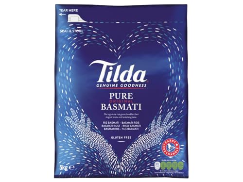 Tilda Pure Original Basmati Reis, 1er Pack (1x5kg) - Langkörniger Premium-Reis aus den Ausläufern des Himalayas, perfekt für orientalische Gerichte und Beilagen von Kajal