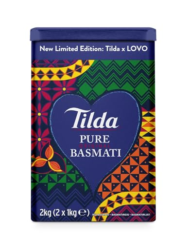 Tilda x Lobo Pure Original Basmati Reis 2 x 1kg Weihnachts-Edition, in eleganter Metalldose, hochwertiger Langkornreis, aromatisch, glutenfrei, perfekt für besondere Gerichte mit Kajal von Kajal