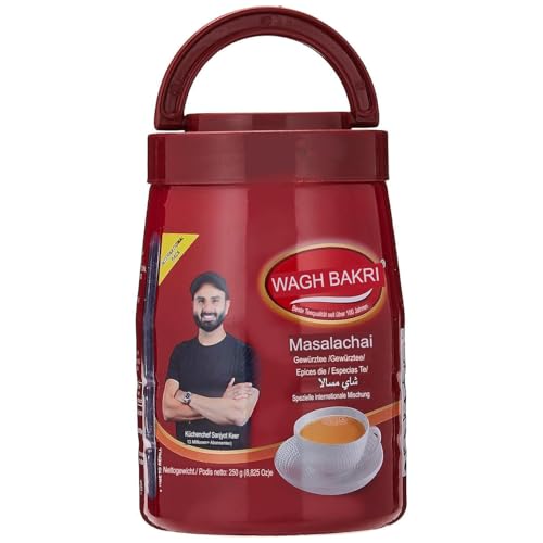 Wagh Bakri Masala Tee 250g - Aromatische Mischung mit Kardamom, Zimt, Ingwer & Gewürzen – Würziger Genuss, ideal für traditionelle indische Masala Chai, mit Kajal Sticker von Kajal