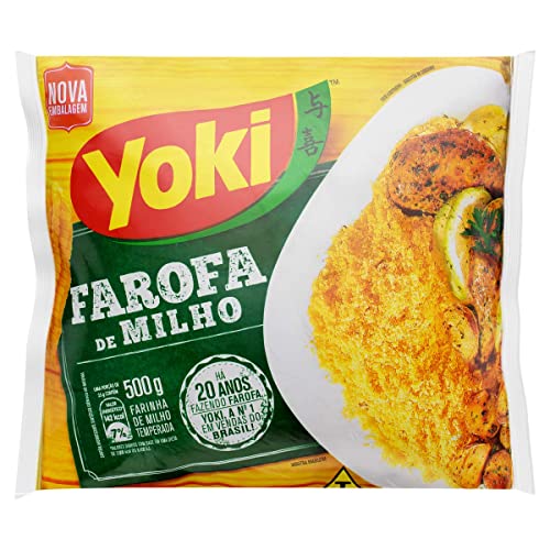 Yoki Farofa de Milho Getreidemehl 400g – Traditionelles Maismehl mit Kajal, Knoblauch, Schnittlauch, Gewürzmischung, raffiniertem Salz & Zwiebeln mit Kajal Sticker von Kajal