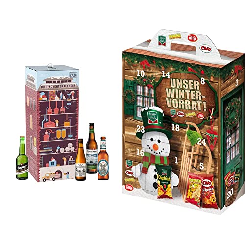 Bier-Adventskalender, Edition Brauturm mit 24 x 0,33 L Flaschen deutsche Bierspezialitäten von Privatbrauereien & Intersnack Adventskalender, 790 gr (1er Pack) von Kalea