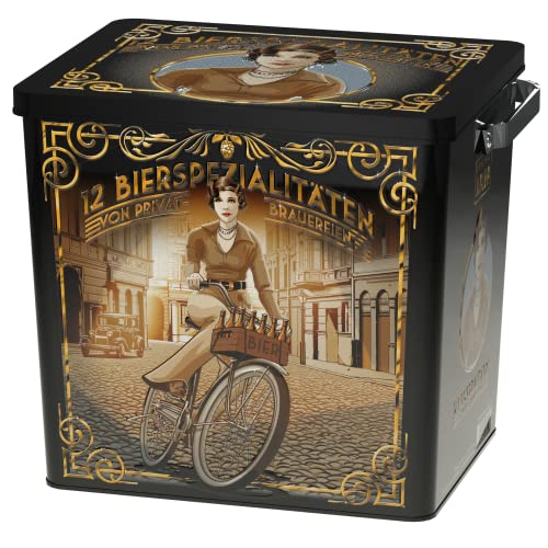 KALEA Bier-Box | Metallbox mit 3D-Prägung | 12 x 0,33l Bierspezialitäten | Geschenkidee für Ostern | Vatertag(Retro-Box, 12x0,33l) von Kalea