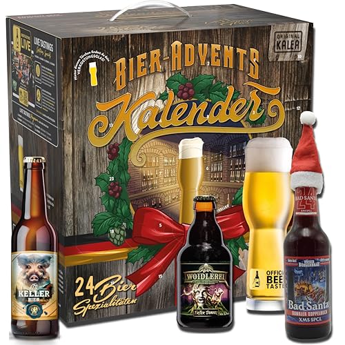 Kalea | Bier-Adventskalender | Edition Deutschland | Bestückung 2024 | inkl. Verkostungsglas | 24 x 0,33l Biere | Geschenk zur Vorweihnachtszeit von Kalea