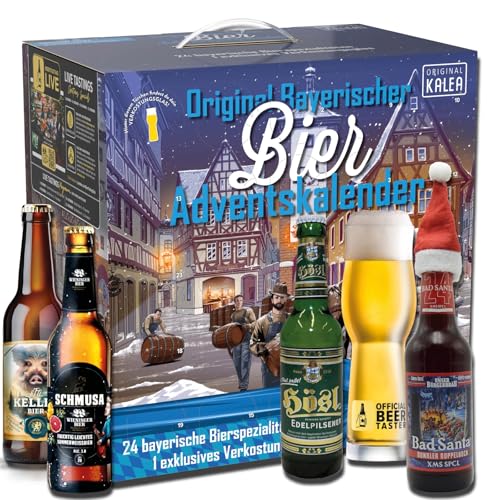 Kalea | Bier-Adventskalender | Edition Bayern | 24x 0,33l Bierspezialitäten aus Bayern | inkl. Verkostungsglas | Bestückung 2024 | Geschenk zur Vorweihnachtszeit von Kalea