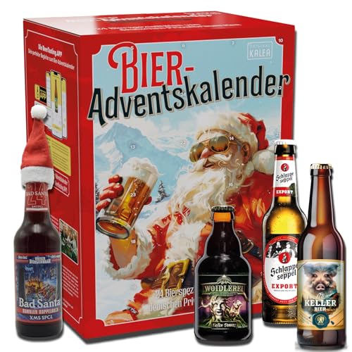 Kalea | Bier-Adventskalender | Edition Happy Santa | Bestückung 2024 | 24 x 0,33l Bierspezialitäten | Biergeschenk zur Vorweihnachtszeit von Kalea