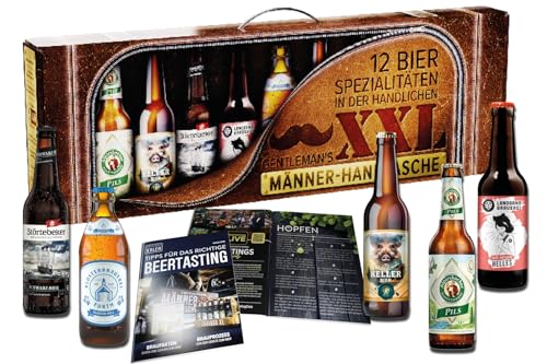 Kalea | Männerhandtaschen XXL | 12 x 0,33l Bierspezialitäten aus Privatbrauereien | Biergeschenke für Bierliebhaber | Ostergeschenk | Vatertag | Lederoptik von Kalea