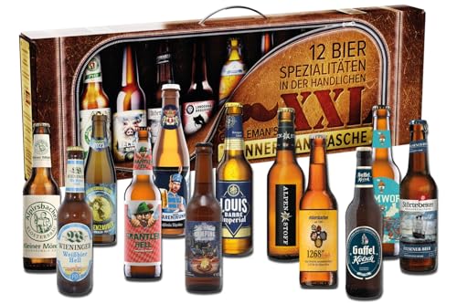 Kalea | Männerhandtaschen XXL | 12 x 0,33l Bierspezialitäten aus Privatbrauereien | Biergeschenke für Bierliebhaber | Geschenkidee zu Weihnachten | Lederoptik von Kalea