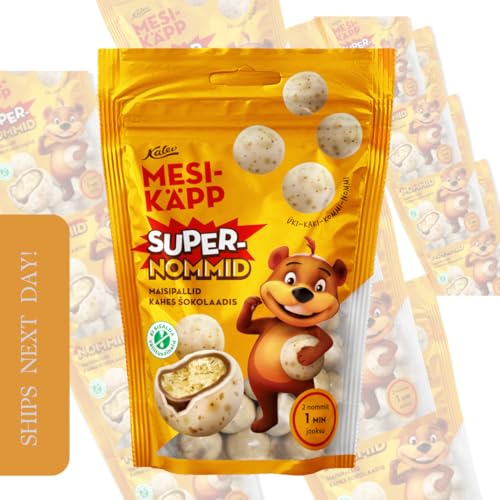 Kalev Supernoms – these are crunchy corn balls wrapped in a double layer of chocolate: in whole milk and white chocolate - Perfect Snack for in between (10 x 150g) von Kalev