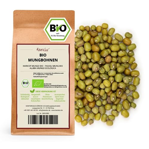 Kamelur Bio Mungbohnen keimfähig - 1kg - getrocknete Mungobohnen Bio ohne Zusätze von Kamelur