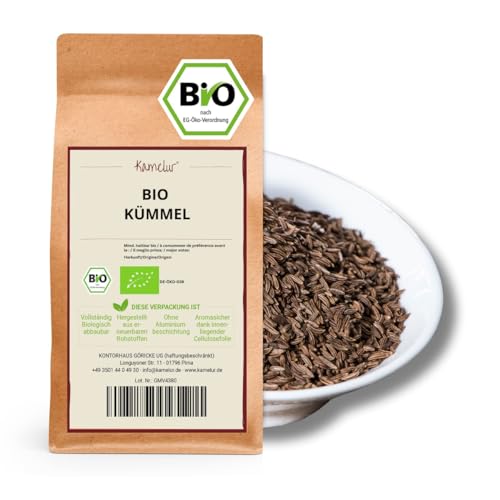 Kamelur 250g BIO Kümmel ganz - Hocharomatische ganze BIO Kümmelsamen, ohne Zusätze - perfekt als Kümmeltee - in biologisch abbaubarer Verpackung von Kamelur