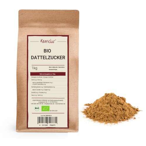 Kamelur 1kg BIO Dattelzucker - naturbelassener brauner Zucker aus gemahlenen BIO Datteln - Dattelsüße als natürliche Alternative zu weißem Zucker von Kamelur