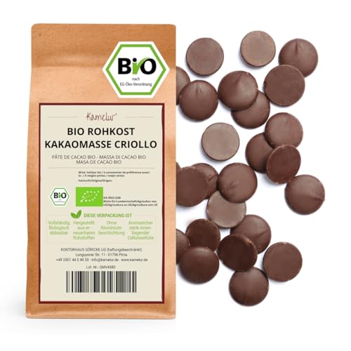 Kamelur 1kg BIO Kakaomasse aus Criollo Kakaobohnen - Rohkost - BIO Kakao Masse, vegan und ohne Zusätze - biologisch abbaubare Verpackung von Kamelur