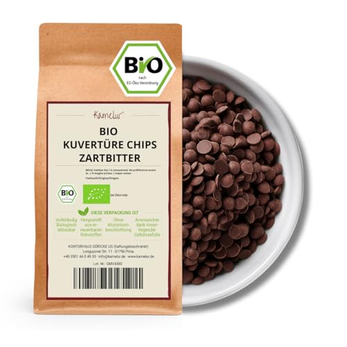 Kamelur 1kg Bio Kuvertüre Zartbitter 70% Chips - zartbitter BIO Couvertürechips zart schmelzend optimal als Grundlage für Schokolade oder Pralinen von Kamelur