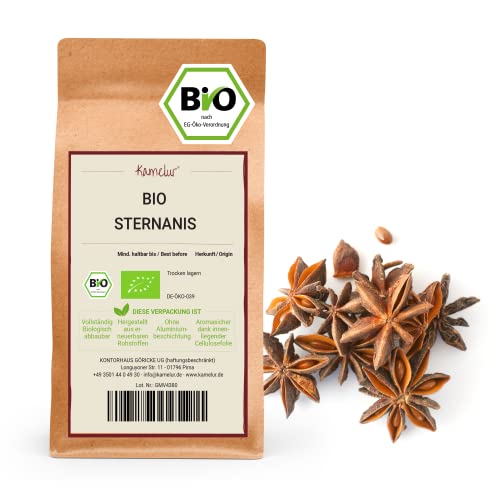 Kamelur 250g BIO Sternanis ganz - würzige und hochwertige BIO Anissterne, ohne Zusätze - Sternanis Kapseln in biologisch abbaubarer Verpackung von Kamelur