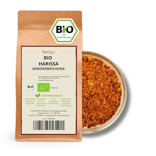 Kamelur 500g BIO Harissa Gewürzmischung - für Herstellung Harissa Paste - Harissa Gewürz BIO in biologisch abbaubarer Verpackung von Kamelur